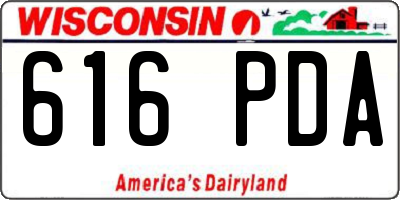 WI license plate 616PDA