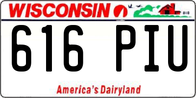 WI license plate 616PIU