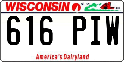 WI license plate 616PIW