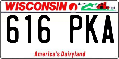 WI license plate 616PKA