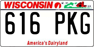 WI license plate 616PKG