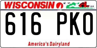 WI license plate 616PKO
