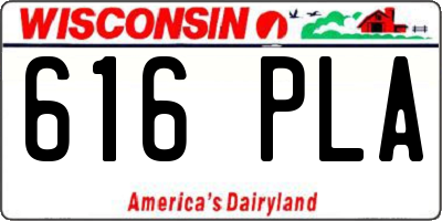 WI license plate 616PLA