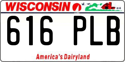 WI license plate 616PLB