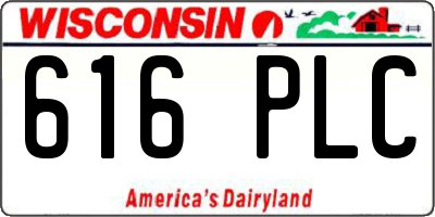 WI license plate 616PLC