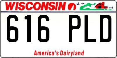 WI license plate 616PLD