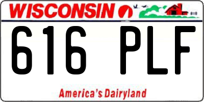 WI license plate 616PLF