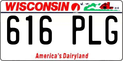 WI license plate 616PLG