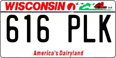 WI license plate 616PLK