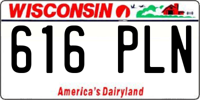 WI license plate 616PLN