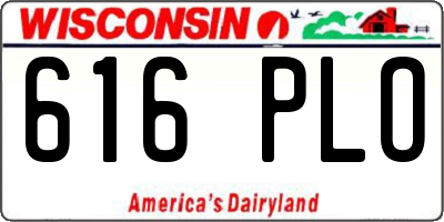 WI license plate 616PLO