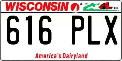 WI license plate 616PLX