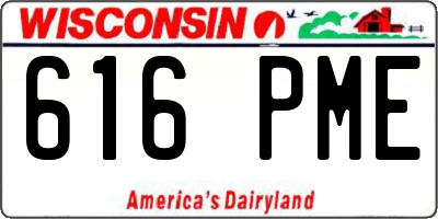 WI license plate 616PME