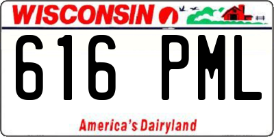 WI license plate 616PML