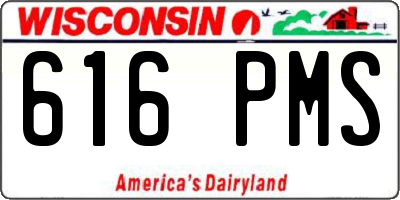 WI license plate 616PMS