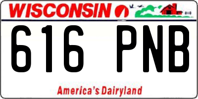 WI license plate 616PNB
