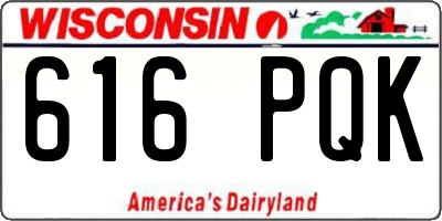WI license plate 616PQK