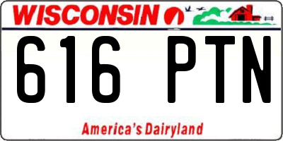 WI license plate 616PTN