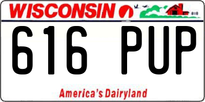 WI license plate 616PUP