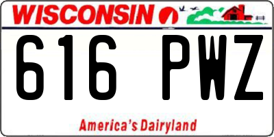 WI license plate 616PWZ