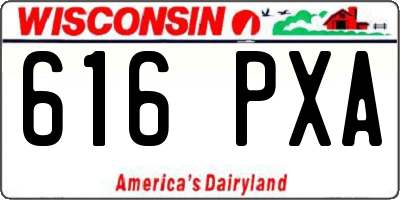 WI license plate 616PXA