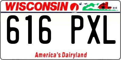 WI license plate 616PXL