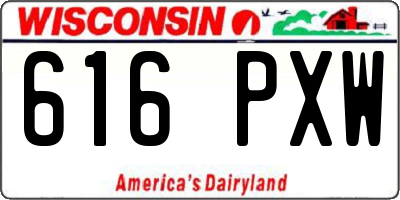 WI license plate 616PXW