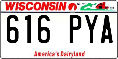 WI license plate 616PYA