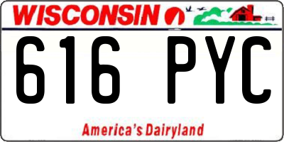 WI license plate 616PYC