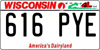 WI license plate 616PYE