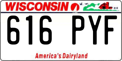 WI license plate 616PYF