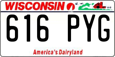 WI license plate 616PYG