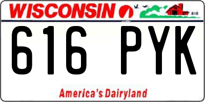 WI license plate 616PYK