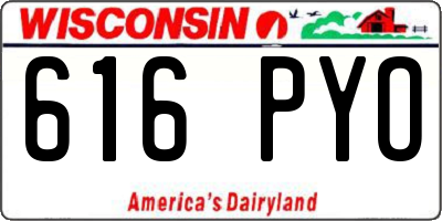 WI license plate 616PYO