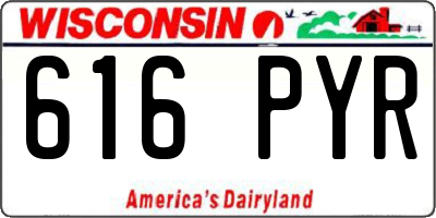 WI license plate 616PYR