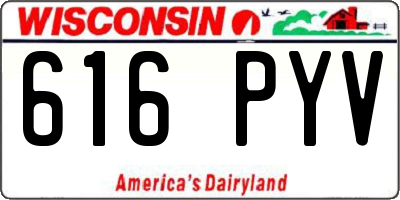 WI license plate 616PYV