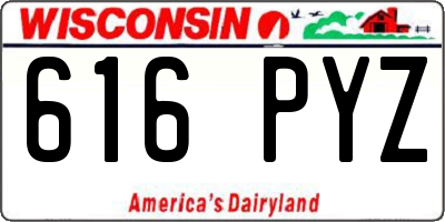 WI license plate 616PYZ