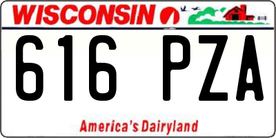 WI license plate 616PZA