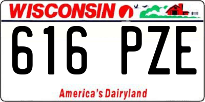 WI license plate 616PZE