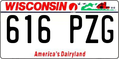 WI license plate 616PZG