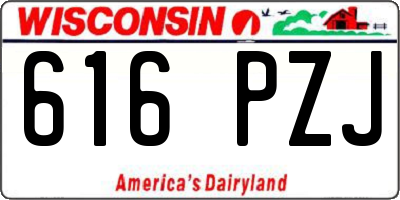 WI license plate 616PZJ