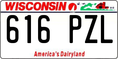 WI license plate 616PZL