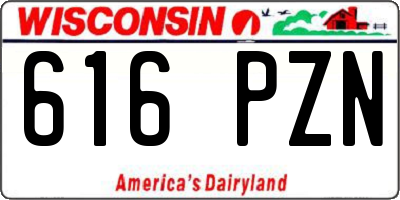 WI license plate 616PZN