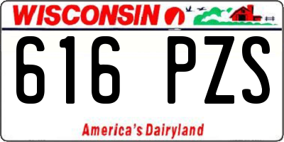 WI license plate 616PZS