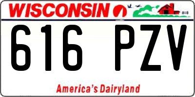 WI license plate 616PZV