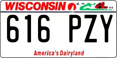 WI license plate 616PZY