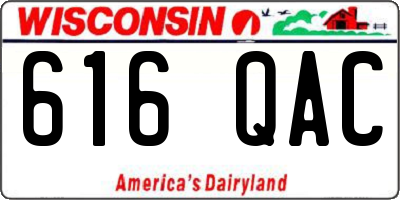WI license plate 616QAC