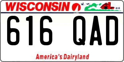 WI license plate 616QAD