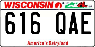 WI license plate 616QAE