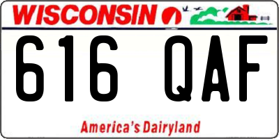 WI license plate 616QAF